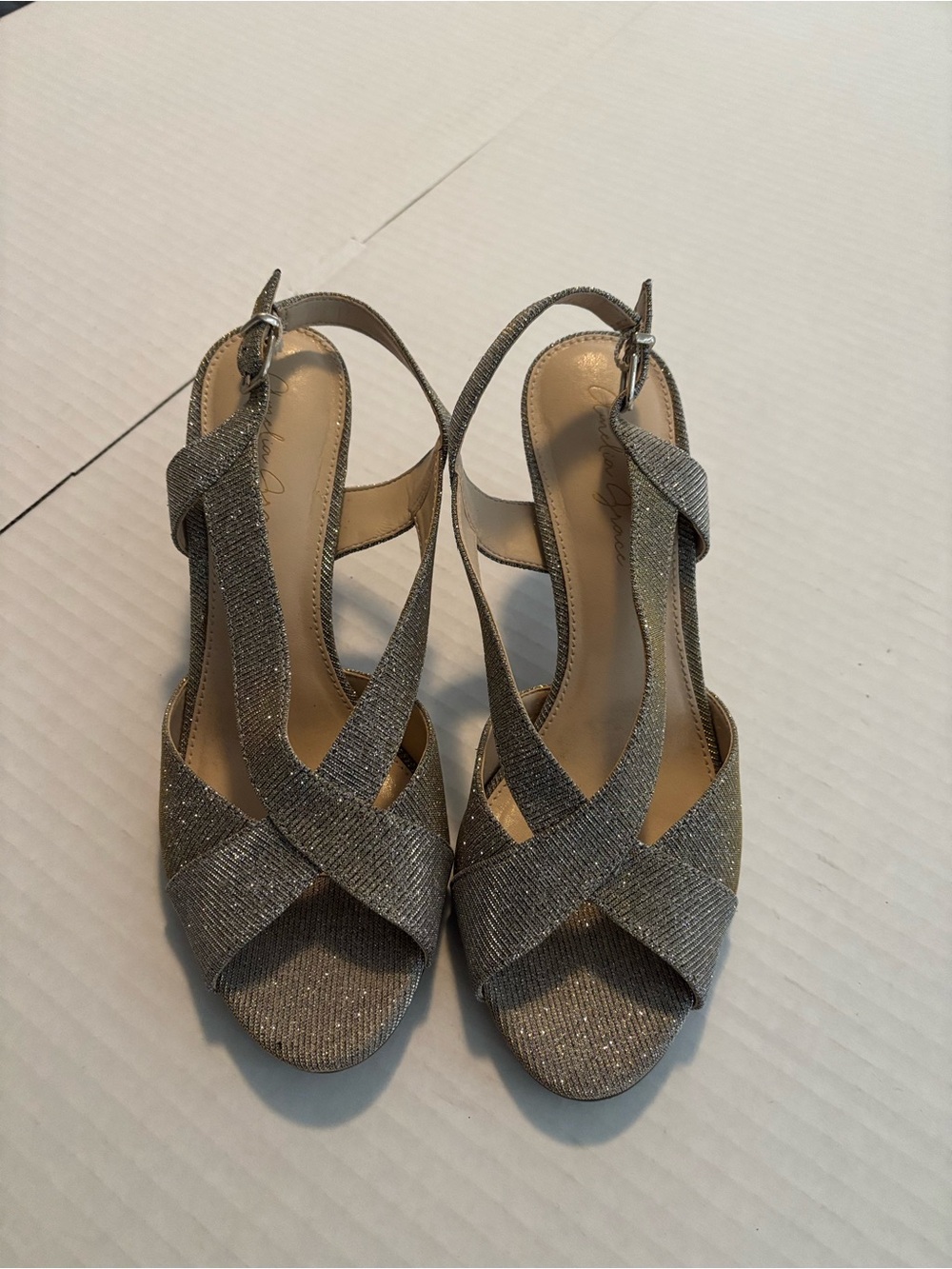 Sparkle Slingback Heels in Gold/Silver - Women's Dress Sandals